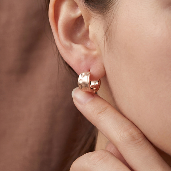 玫瑰金色純銀耳環-柔曜圓語