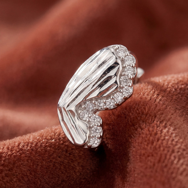 白K色鋯石純銀耳環-銀羽守光