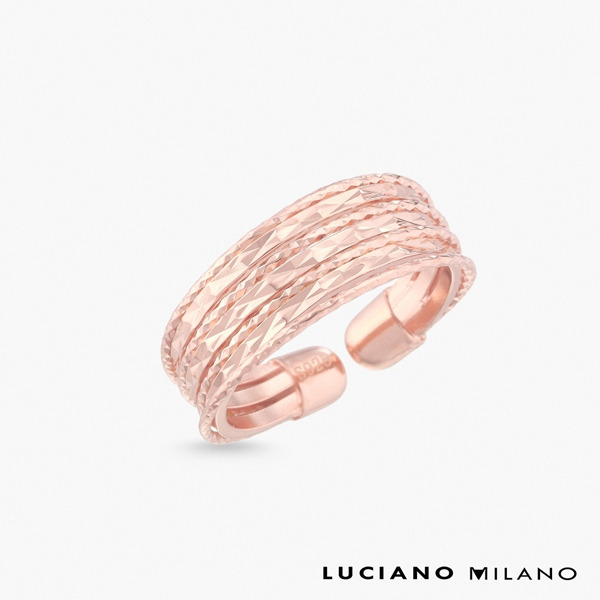 玫瑰金色純銀戒指-幸福刻劃