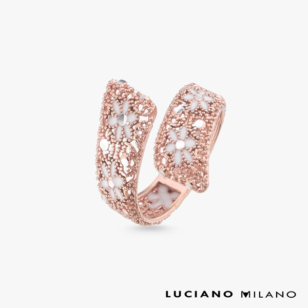 玫瑰金色琺瑯純銀戒指-曜金鏤語