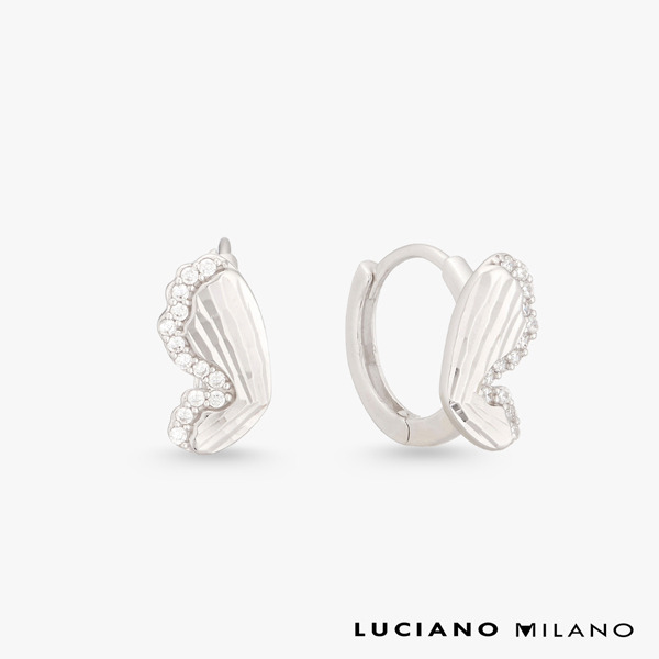 白K色鋯石純銀耳環-銀羽守光