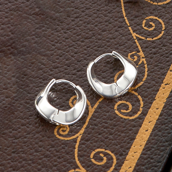 銀色純銀耳環-流序之環