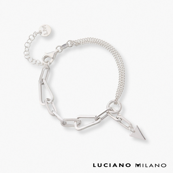 銀色純銀手鍊-牽掛記號