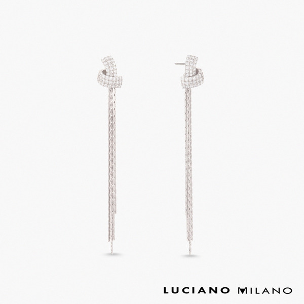 白K色鋯石純銀耳環-花樣流光