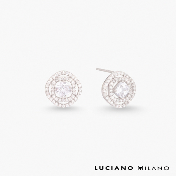 白K色鋯石純銀耳環-祈念