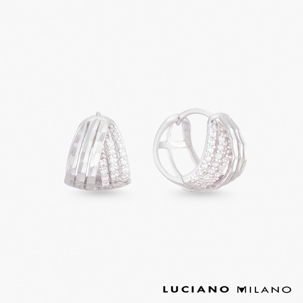 白K色鋯石純銀耳環-光構之環