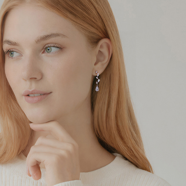 玫瑰金色鋯石純銀耳環-星河軌跡