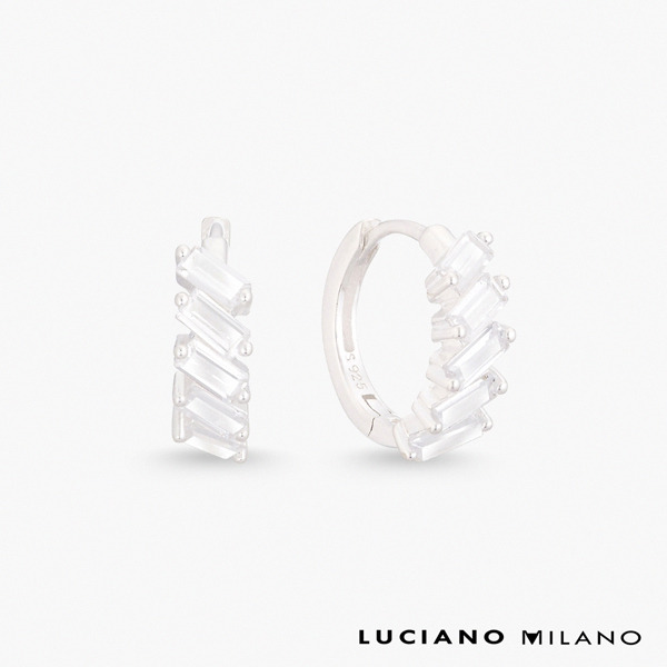 銀色鋯石純銀耳環-嵐光