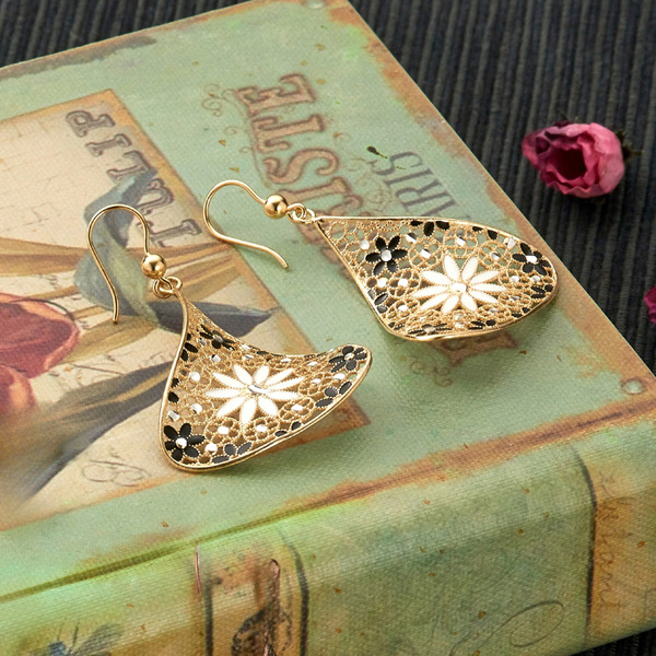 金色琺瑯純銀耳環-星燦花影