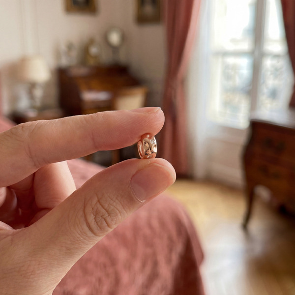 玫瑰金色鋯石純銀耳環-靜銀圓語