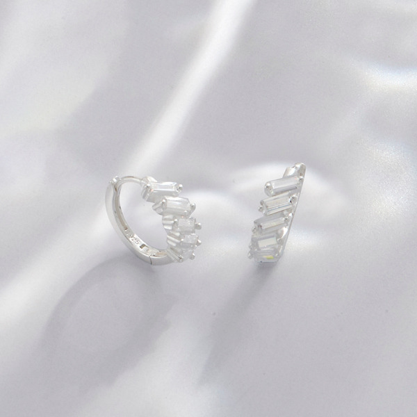 銀色鋯石純銀耳環-嵐光