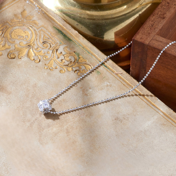 白K色鋯石純銀項鍊-光序之語