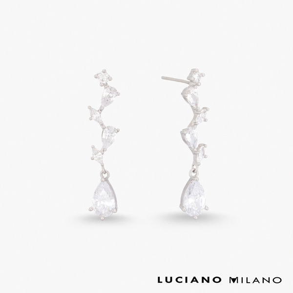 白K色鋯石純銀耳環-星河軌跡