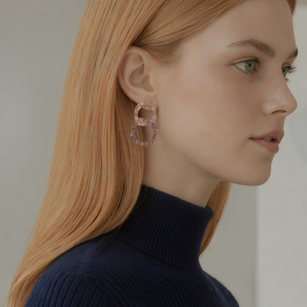 玫瑰金色純銀耳環-晨曦曙光