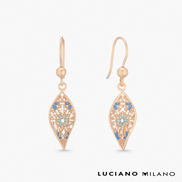 金色琺瑯純銀耳環-星瀾水滴