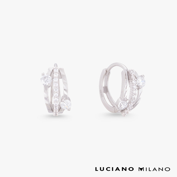 白K色鋯石純銀耳環-靜綻花語