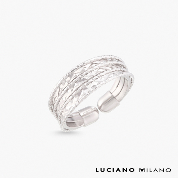 白K色純銀戒指-幸福刻劃