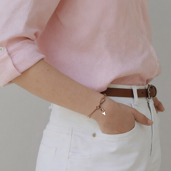 玫瑰金色純銀手鍊-牽掛記號