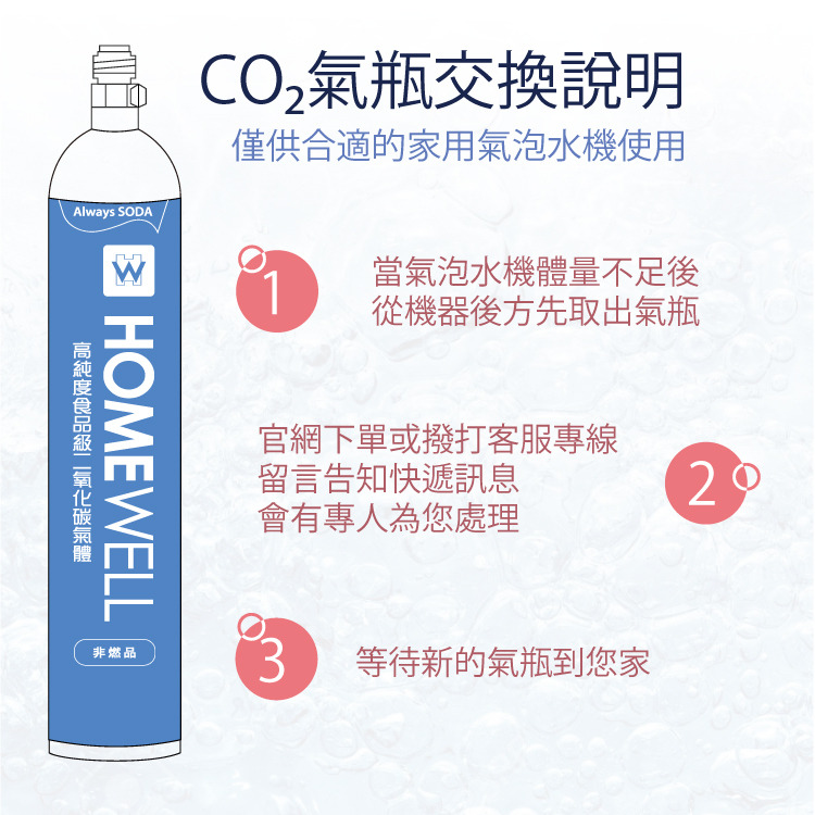 HOMEWELL-全新-氣泡機萬用氣瓶-食品級CO2-嚴選砥家